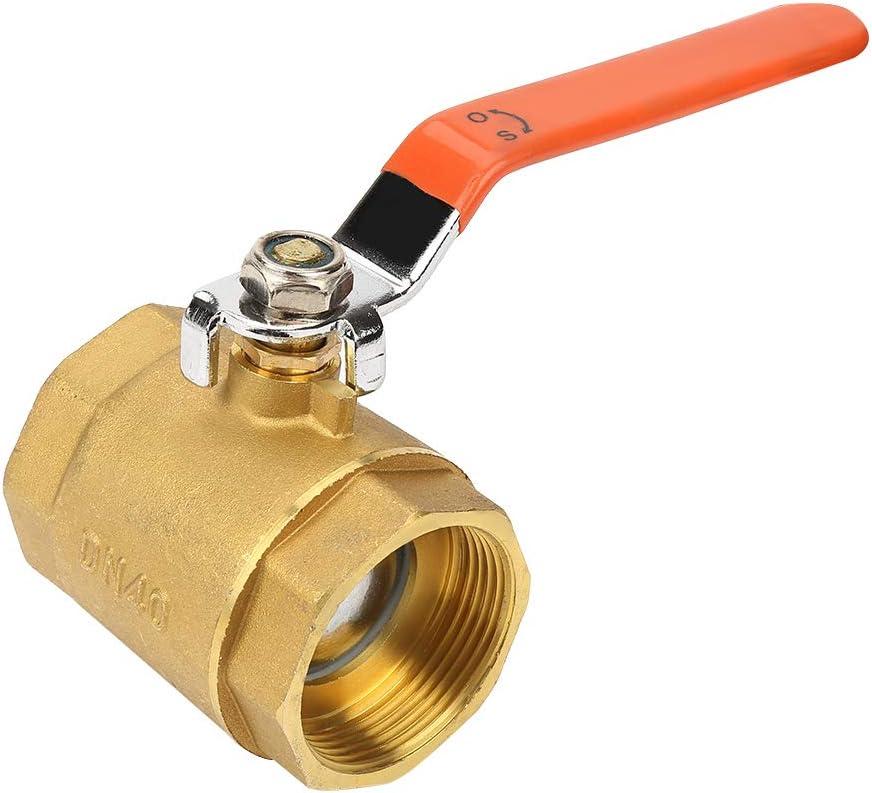 Akozon Ball Valve DN40 1-1/2" Brass Pipe Ball Valve 1.6MPa for Water Oil Gas