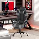 Gaming Chair with Footrest, Ergonomic Video Game Chair for Adults, Grey, 26.4 inches x 26 inches x 49.6 inches