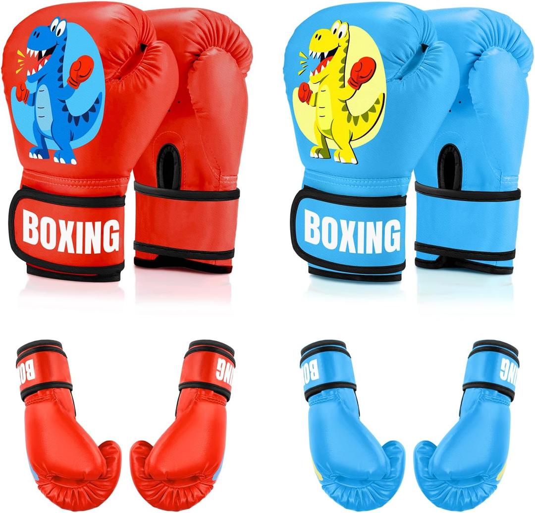 Kids Boxing Gloves for Boys & Girls, Youth Boxing Training Gloves for Kids Age 3 to 9 Years, 4OZ Training Sparring Gloves for Punching Bag Kickboxing Muay Thai MMA (Red & Blue)