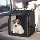 Pet Carrier & Car Seat, 20 Inch 3-Door Portable Soft-Sided Folding Travel Crate Kennel for Dogs and Cats,Collapsible Hard Bottom Back Seat Extender Travel Cage Blanket for Small Dogs, Blac