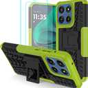 for Motorola Moto G Stylus 5G 2025 Case with 2 Pack Screen Protector, Military Grade Shockproof, Heavy Duty Robust Bumper Cover with Kickstand for Moto G Stylus 5G 2025 Phone Case, Green