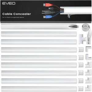 Cord Hider 153in - Cord Covers for Wires - Paintable Cable Hider - Cable Management - Wire Hiders for TV On Wall - Cable Management Cord Hider Wall - Cable Raceway - 9X (L17 x W1.1 x H0.55) - White (Large)