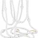 12 Feet Christmas Wooden Beads Garland Round Craft Farmhouse Vintage Wood Bead Garlands for Xmas Decoration Supplies(White)