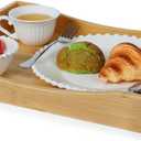 Gobam Bamboo Serving Tray with Handles (16.5-Inch), Solid Decorative Wood Tray for Ottoman Coffee Table, Natural Rectangle Breakfast in Bed Tray for Eating, Food and Drinks Platter