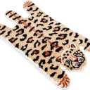 Leopard Bath Mat for Bathroom, Funny Cute Brown Tiger Cartoon Bathroom Rug 35.5 x 19.7 inch Non-Slip Animal Door Mat Washable Absorbent Bathtub Plush Microfiber Decor Shower Rugs