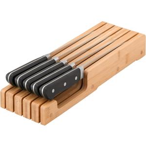 Bamboo Knife Block and In-Drawer Storage, Display Stand and Organizer, In-Drawer Knife Drawer Organizer(Knives Not Included) (5 Knives Dock)