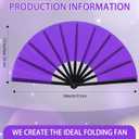 Blulu 6 Pcs Large Folding Fans for Line Dancing 13 Inch Fans Big Silk Clack Popping Make Loud Sound for Music Party Decorations(Neon Color)