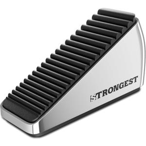 Strongest Home 1-Pack XL Heavy Duty Door Stoppers for Bottom of Door - Durable Door Stop Wedge with Superior Grip, X-Large Rubber Door Stopper Wedge for Large Gaps & Any Surface, 5-Inch Long, Chrome