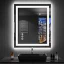 LOAAO 24"X32" LED Bathroom Mirror with Lights, Anti-Fog, Dimmable, RGB Backlit + Front Lighted, Bathroom Vanity Mirror for Wall, Memory Function, Shatter-Proof, Tempered Glass