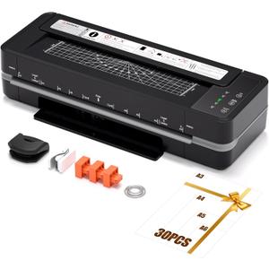 Commercial Laminator Machine 13 Inch 4-Roller, 55s Fast Warm-Up Never-Jam Lamination Machine, 3-10 Mil Thickness, Supports 11x17 & A3 Document Laminating, Includes 30 Laminating Sheets Black