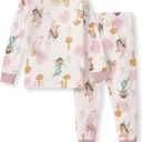 Burt's Bees Baby Girls' Pajamas, 2-Piece Long Sleeve Tee and Pants Organic Cotton PJ Set (3T, Fairy Garden)