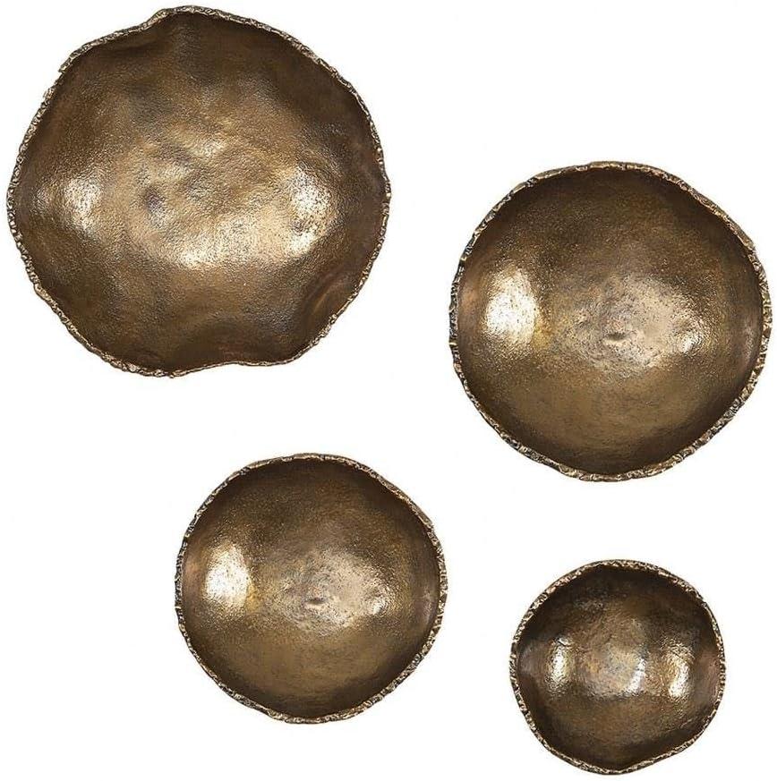Uttermost U04299 Lucky Coins Metal Wall Decor, S/4, 2.5" D x 11" W x 11" H, Vintage Brass