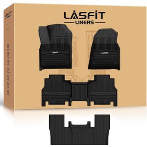 LASFIT Floor Mats for Jeep Grand Wagoneer/Grand Wagoneer L 2022 2023 2024 2025 7 Seats (NOT Fit for 8-Seat) All Weather TPE Custom Fit Car Mats Floor Liners 1st & 2nd & 3th Row, Black