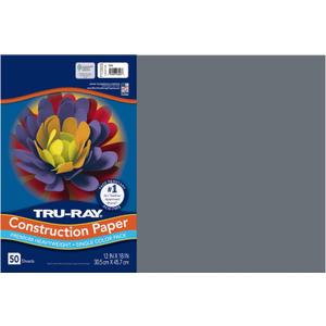 Tru-Ray Construction Paper, 50% Recycled, 12" x 18", Slate, Pack Of 50