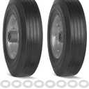 10" x 2.5" Flat Free Solid Rubber Tires 10 Inch Hand Truck Solid Wheels Replacement with 5/8" Axles, 8 Spacers 4 Pins for Hand Trucks, Wheelbarrows, Dolly Trolleies, 2 Packs