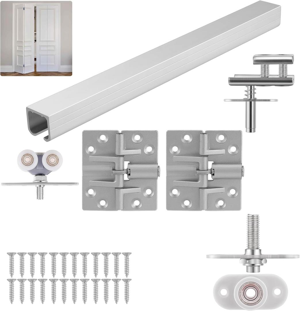 HBL' 2 Pack Bifold Door Hardware Kits, Bi-fold Door Hardware Set with 36 Inch Long Track for Folding Closet and Indoor Use, Heavy Duty and Easy to Install.