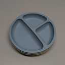 Toddler Plates 3 Pack, Divided Suction Plates for Baby, 100% Food Grade Silicone Baby Plates, Non-Slip, Baby Led Weaning Supplies, Microwave & Dishwasher Safe (Blue)