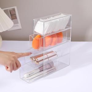 Acrylic Stackable Drawer Organizer with 4 Clear Drawers for Bathroom & Vanity Makeup Storage