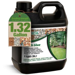 Mulch Glue for Landscaping, 1.32Gallon Rock Glue,No-Toxic Long-Lasting,Fast-Dry Strong Pebble Binder, Powerful Pea Gravel Binder for Garden, Pine Straw for Outdoor,Mulch Lock and Pea Gravel Stabilizer