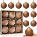 9 PCS Velvet Christmas Balls Ornaments 4inch& 6inch Christmas Large Ball Set for Xmas Tree Decor, Holiday Home Party (Browm, 4inch)