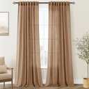 Brown Curtains for Living Room Back Tab Modern Farmhouse Semi Sheer Curtains 132 inches Long 2 Panels Set Muted Neutral Window Curtain for Dining Room Bedroom 52x132