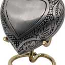 5MOONSUN5's Handcrafted Heart Urn Keepsake Cremation for Human pet Ashes Engraved Heart Shaped for Adults & Infants Honor Your Loved One. Comes with Brass Stand & Premium Box (Silver)
