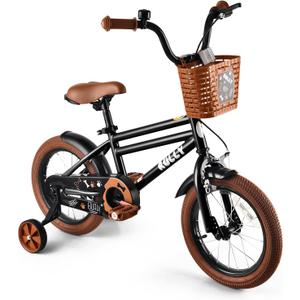 RULLY 12 Inch Boys' Bike for Kids Ages 2-6, Toddler Bicycle with Training Wheels, Coaster Brake & Handbrake, and Front Basket(Blue Black Green)