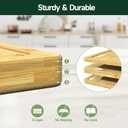 3-Piece Set Bamboo Cutting Board for Kitchen - Crack-Resistant Wood Chopping Boards with Deep Juice Grooves, Pre-Oiled Butcher Block for Meat, Vegetables & Cheese, Natural