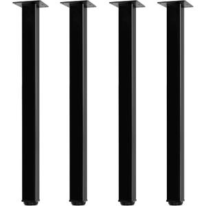 28 inch Square Adjustable Metal Table Legs, Sturdy Heavy Duty Furniture Legs with Leveling Feet, Set of 4, Black for Workbench, Industrial Desk and Custom DIY Furniture