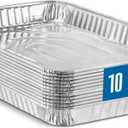 PLASTICPRO Aluminum Pans 10 Pack Disposable Cookie Sheets 9'' x 13'' Baking Pans Premium Quality Heavy Duty Sheet Pans