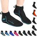 OMGear Water Socks Neoprene Socks Beach Booties Shoes 3mm Glued Blind Stitched Anti-Slip Wetsuit Boots Fin Swim Socks (3mm Low Cut/Aqua, L(men9-10,women10-11))