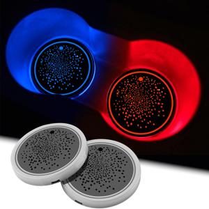 2Pcs LED Car Cup Holder Lights, 7 Colors Light Up Cup Coasters, USB Rechargeable Interior Lighting Accessories for Car Truck Vehicle Decoration