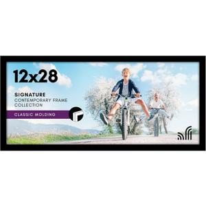 Americanflat 12x28 Picture Frame with Polished Plexiglass - Signature Collection - Gallery-Style Frames Made of Engineered Wood - Photo Frame for Wall Display - Black