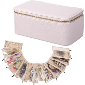 Travel Jewelry Case Travel Jewelry Organizer with 12 Clear Velvet JewelryPouch JewelryBox Organizer for Women Girl Necklace Rings Earrings Bags Wedding Gifts Sorting Storage