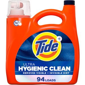 Tide Ultra Hygienic Clean Liquid Laundry Detergent, Original Scent, 132 fl oz, 94 Loads, Removes visible and invisible dirt, Laundry Detergent Liquid
