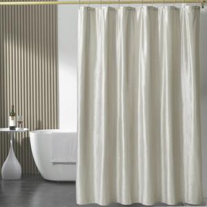 Off White Velvet Shower Curtains for Bathroom,260 GSM Heavy Duty Fabric Luxury Shower Curtain with Hooks, Thicken, Washable, Waterproof for Hotels, Bathtubs, 72 x 72 inches
