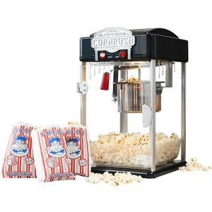 Popcorn Popper Machine-4 OZ Vintage Professional Popcorn Maker Theater Style with Nonstick Kettle Warming Light and Serving Scoop. (Black)