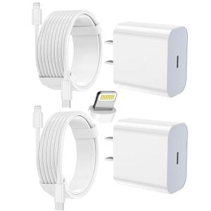 iPhone Charger Fast Charging 2 Pack Type C Wall Charger Block with 2 Pack [6FT&10FT] Long USB C to Lightning Cable for iPhone 14/13/12/12 Pro Max/11/Xs Max/XR/X,AirPods Pro