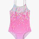 Idgreatim Girls Mermaid One Piece Swimsuits Kids Bathing Suits 8T 9T Skin Friendly Cute Swimwear, Pink Sparkly, Medium