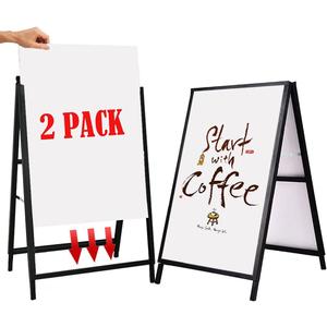YDisplay A Frame Sign Heavy Duty Sidewalk Sign for Poster Board 24x 36 inches Double-Sided Sandwich Sign,Including 2 Anti-Glare Covers & Corrugated Boards for Indoor Outdoor,Black, 2pack