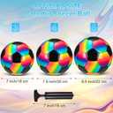Retisee 2 Pcs Rainbow Soccer Ball with Pump Official Size Indoor Outdoor Soft Inflatable Soccer Sport Gift for Adult for Practice Game Back to School