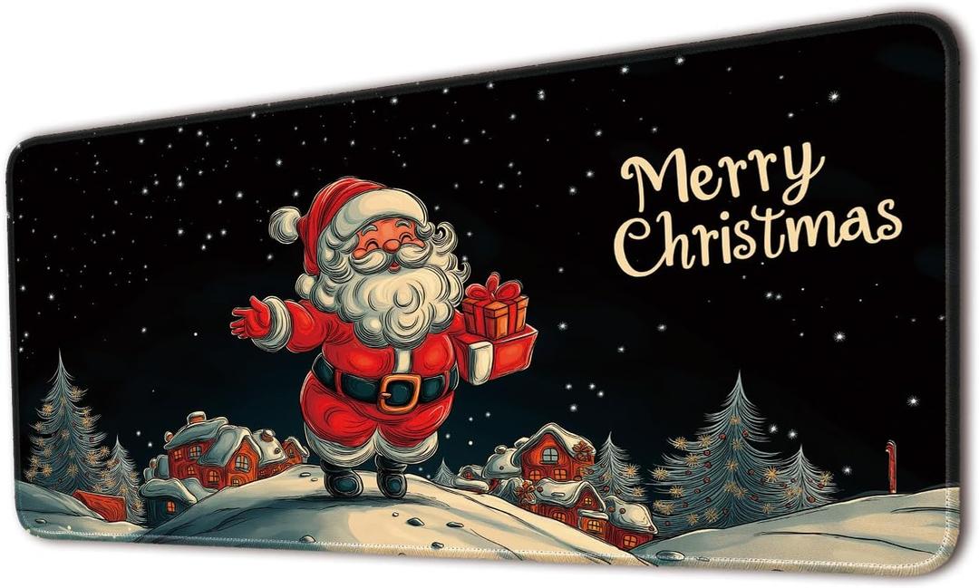 Desk Pad Protector, Office Desk Mat, Large Mouse Pad, Non-Slip Desk Blotter, 23.6x11.8 inch, Merry Christmas Claus Delivering Presents