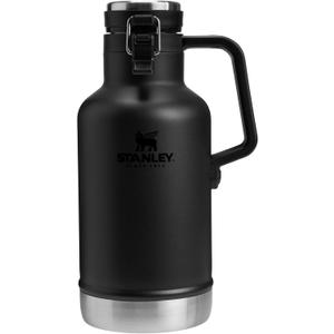 Stanley Classic Easy-Pour Growler 64 oz | Keeps Beer Cold or Coffee Hot | Leakproof Steel Lined Lid and Easy to Carry Handle | Insulated Stainless Steel | BPA-Free | Black 2.0