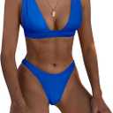 Bathing Suits for Women Deep V Neck Sexy Two Piece Bikini Sets for Women Thong Halter Cheeky Swimsuit (Small, Royal Blue)