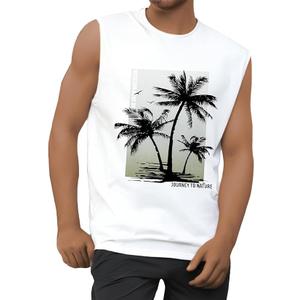 Mens Tank Tops Summer Beach Vacation Sleeveless Shirts Casual Palm Graphic Muscle Gym Workout Tank Top, 2XL