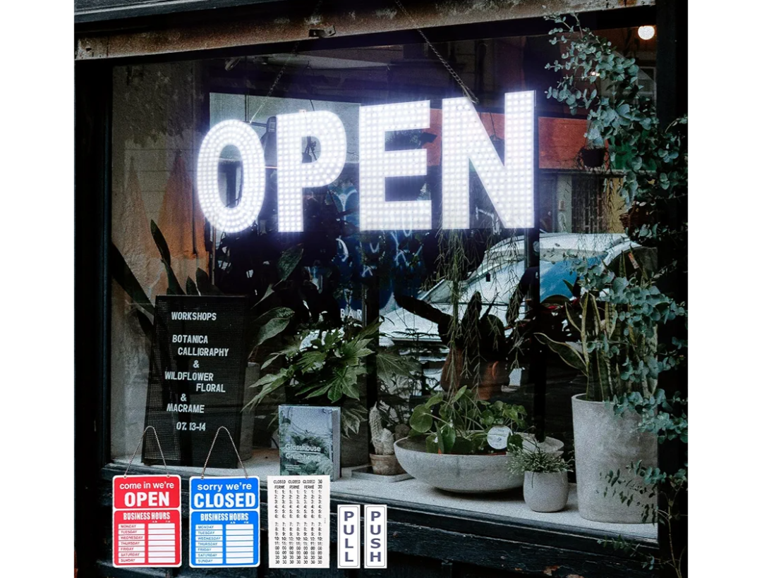Open Signs for Business, 30"x10" Dimmable Large LED Open Light Up Sign with Hanging Installation for Salon Gym Cafes Store Office Bar Hotel Pubs Cold white