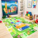 BATATADOCE Kids Rugs for Playroom - Educational Rug with ABC Alphabet, Animals Colors, ABC Rugs for Children Playroom Cartoon Kids Play Mat for Bedroom Decor, Green, 6x9 Feet