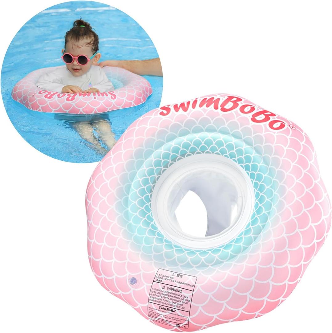 Inflatable Baby Swimming Float with Safety Seat Fun Swimming Pool Toys for Age 6-36 Months Toddler