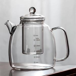 high borosilicate glass kettle with scale markings, a 2000ml water bottle, and a tea kettle capable of filtering ice water or boiling water (Panda [Teapot] Glass Lid+Glass Filter Screen)