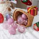 Pink and Clear Christmas Ornaments Ball for Tree, 3.15'' Clear Plastic Ornaments Balls Shatterproof Christmas Tree Decorations Baubles for Holiday Wedding (Pink)